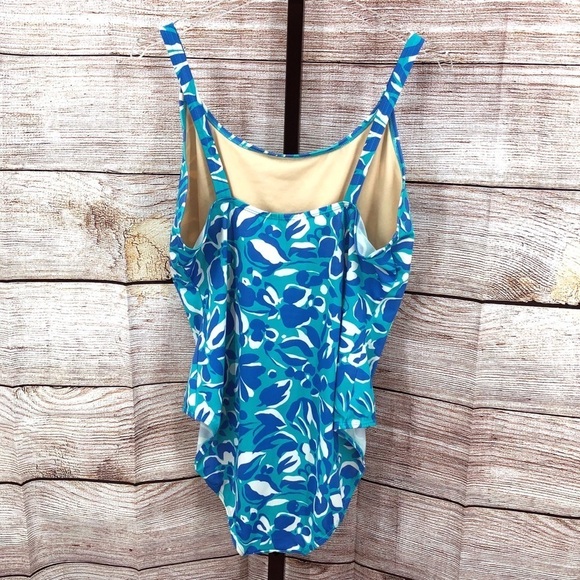 Islander Blue Floral One Piece Swimsuit Size 18 - Picture 3 of 8